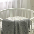 Husa saltea rotunda patut bebe copii cu elastic, Stelute bej (1)